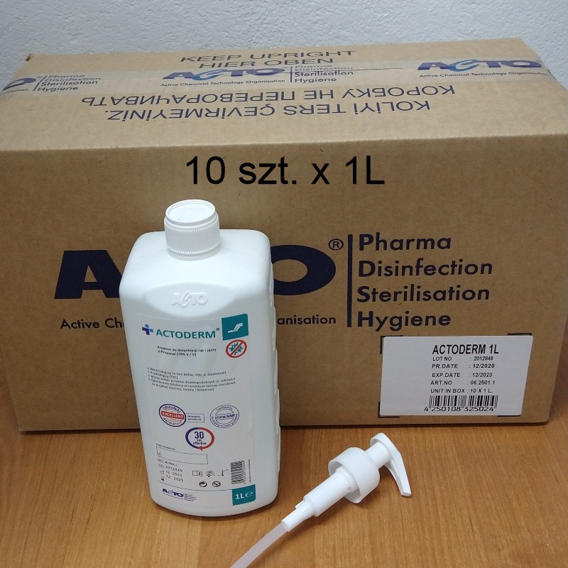 Pakiet 10 sztuk x 1 litr płyn dezynfekcyjny Actoderm 1000ml Pakiet 10 sztuk x 1 litr płyn dezynfekcyjny Actoderm 1000ml