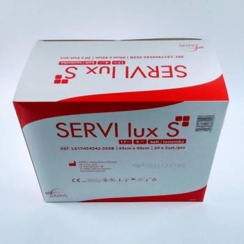 Serweta operacyjna jałowa z gazy SERVI lux L (45cmx45cm, 4 warstwy, 17 nitek, op/20szt) Zarys